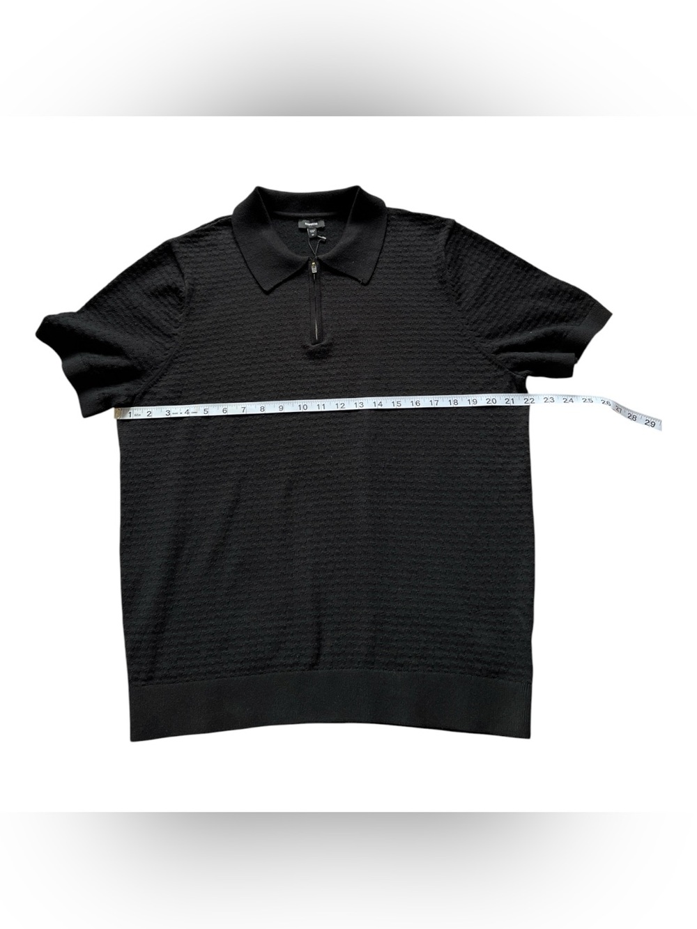 Express Black Short-Sleeve Knit Polo with Zip Collar - Picture 3 of 8